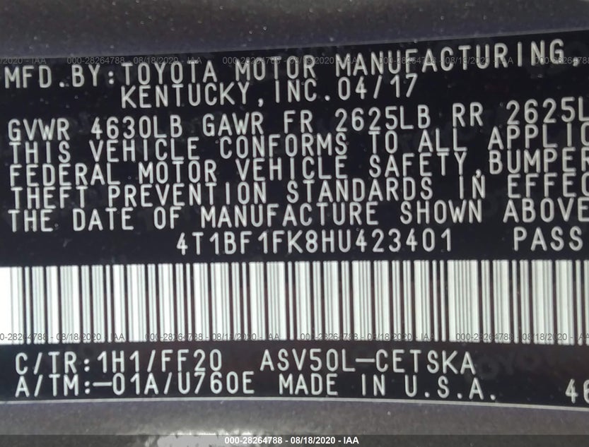 4T1BF1FK8HU423401