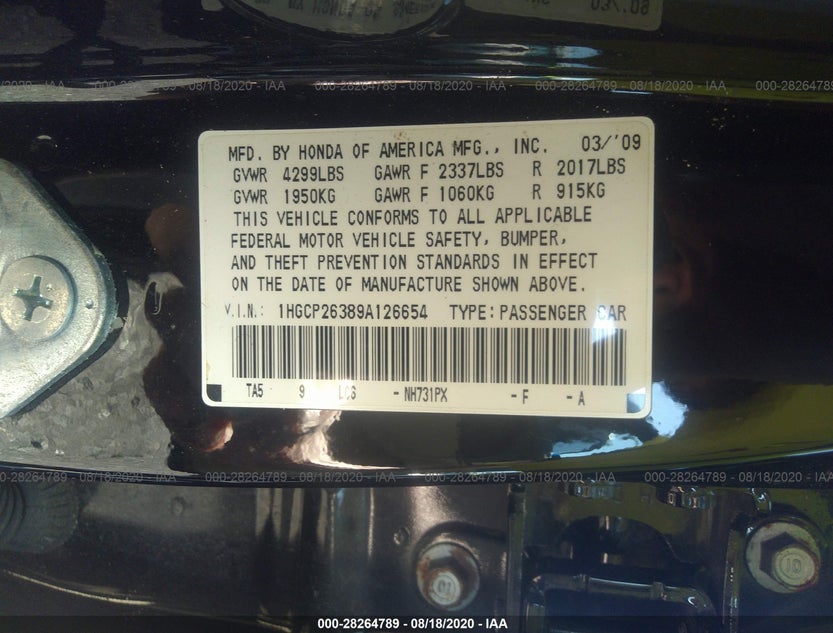 1HGCP26389A126654