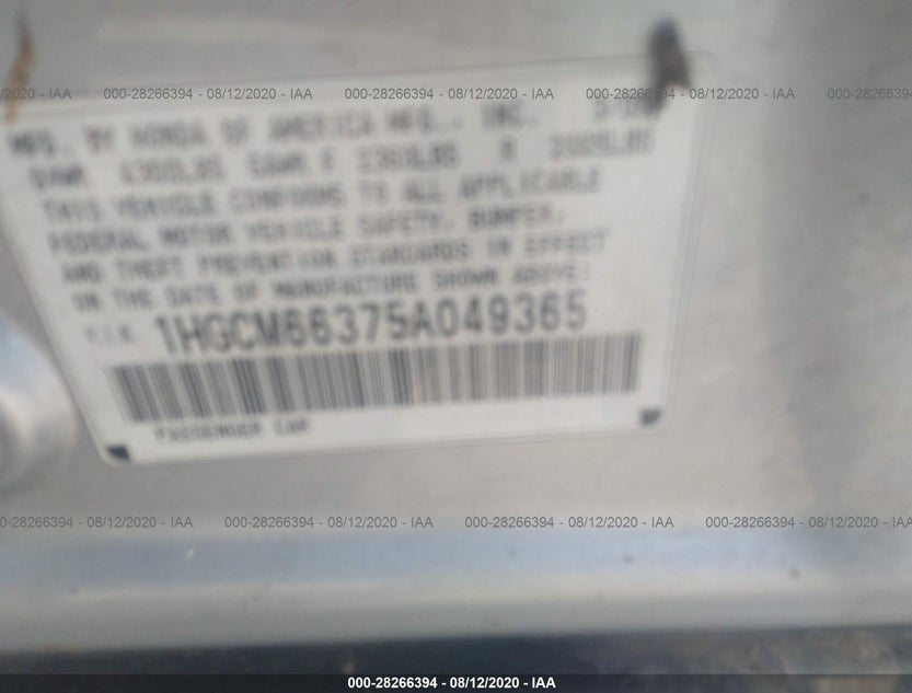 1HGCM66375A049365