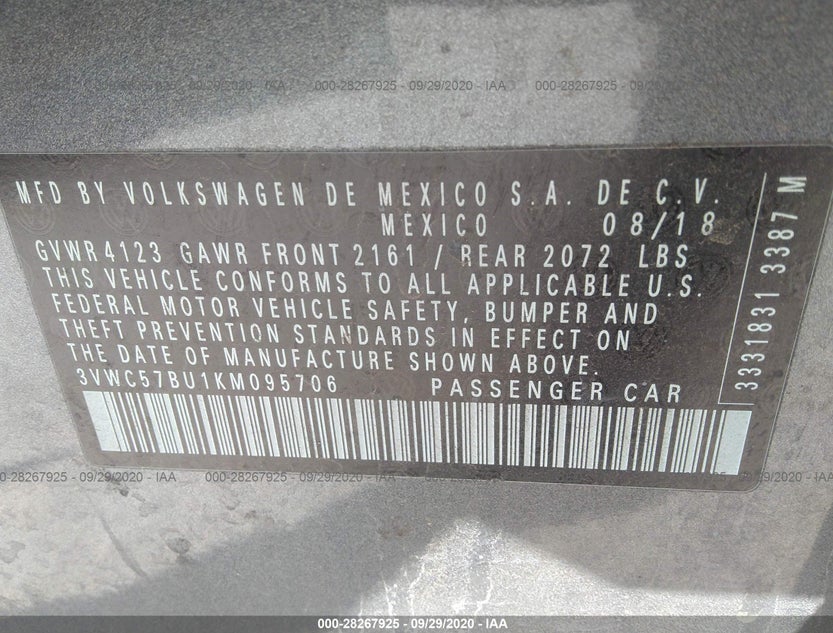 3VWC57BU1KM095706