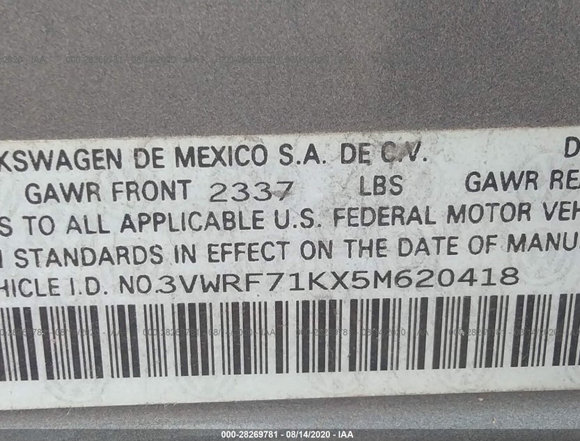 3VWRF71KX5M620418