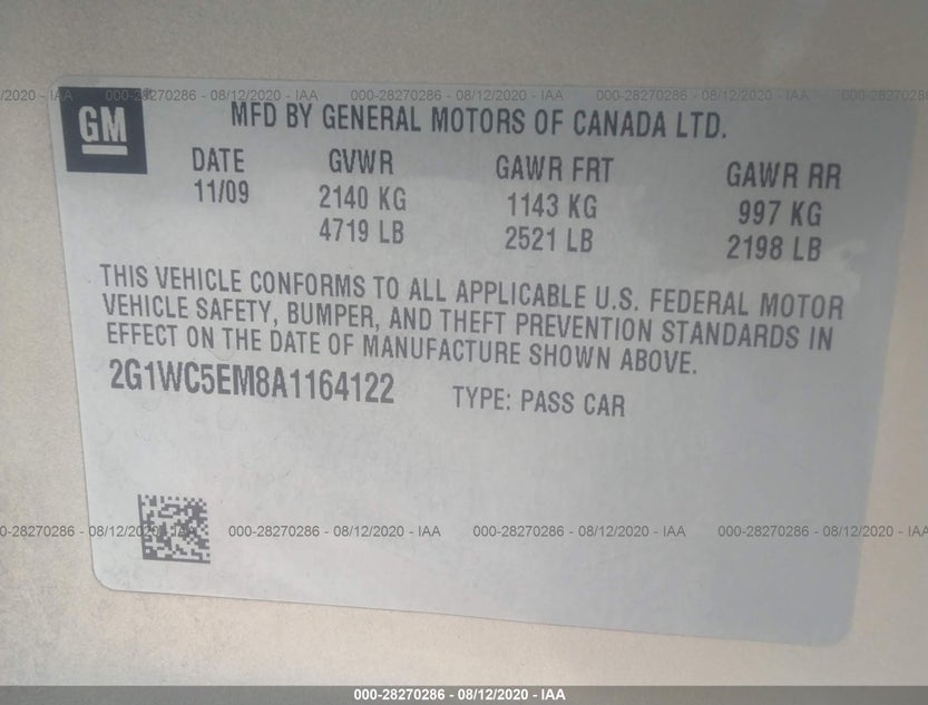 2G1WC5EM8A1164122