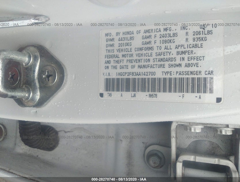 1HGCP2F83AA142700