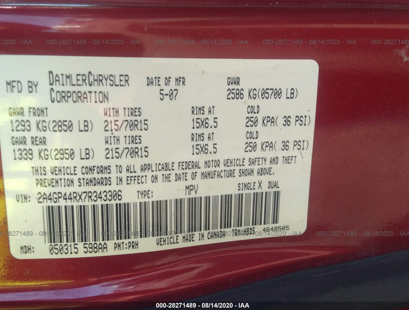 2A4GP44RX7R343306