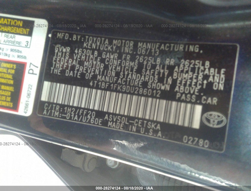 4T1BF1FK9DU286012
