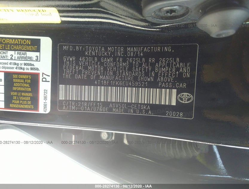 4T1BF1FK6EU459521