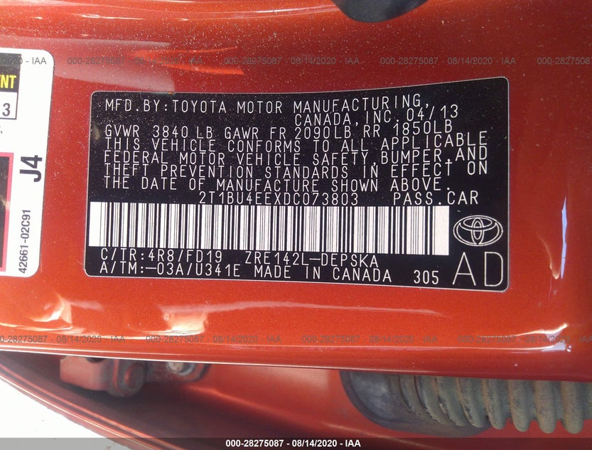 2T1BU4EEXDC073803