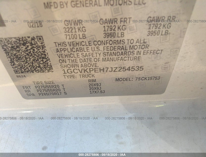 1GCVKPEH7JZ254535