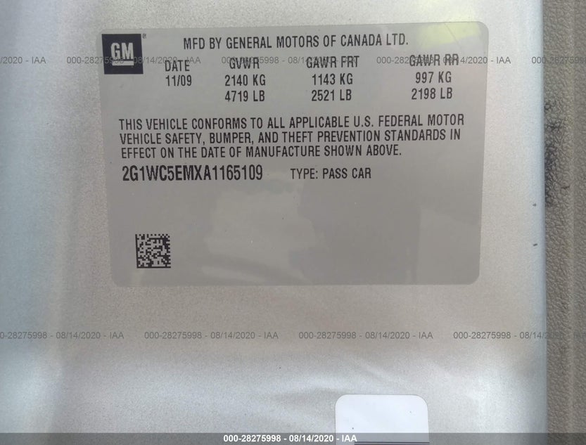 2G1WC5EMXA1165109