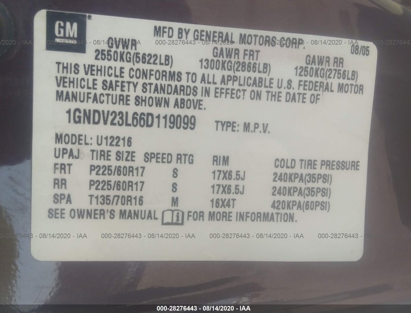 1GNDV23L66D119099