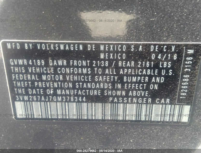 3VW267AJ7GM378344