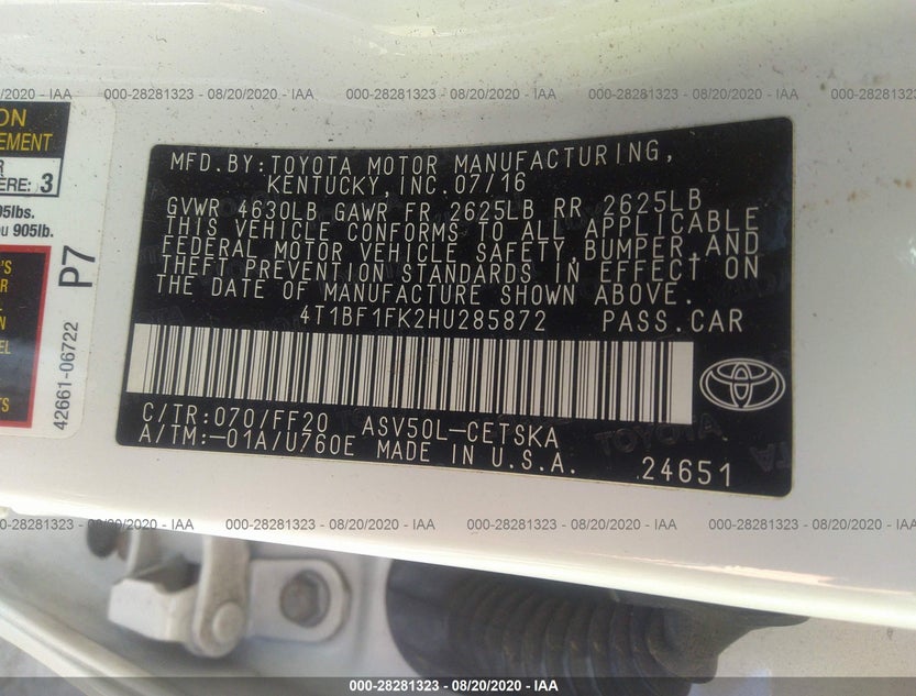 4T1BF1FK2HU285872