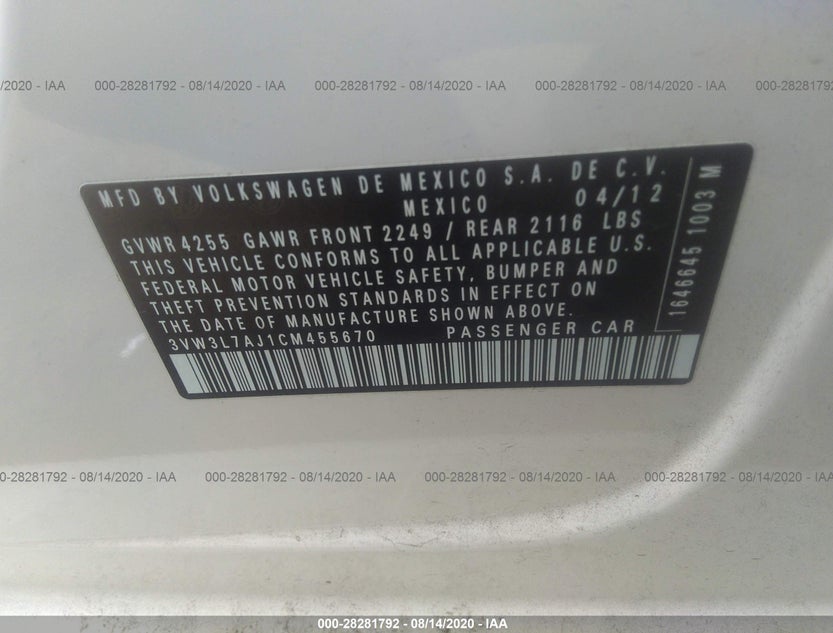 3VW3L7AJ1CM455670