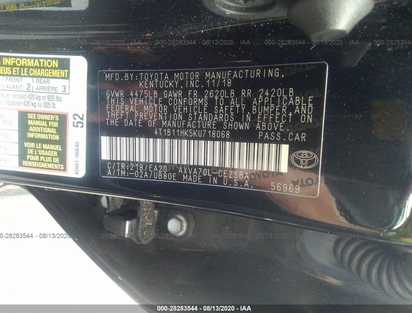 4T1B11HK5KU718068