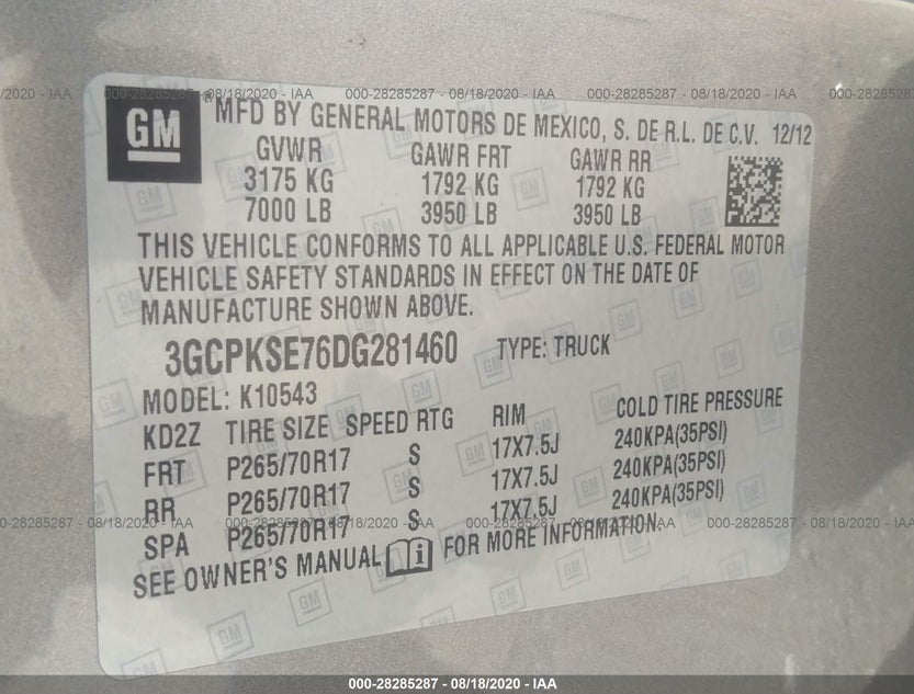3GCPKSE76DG281460