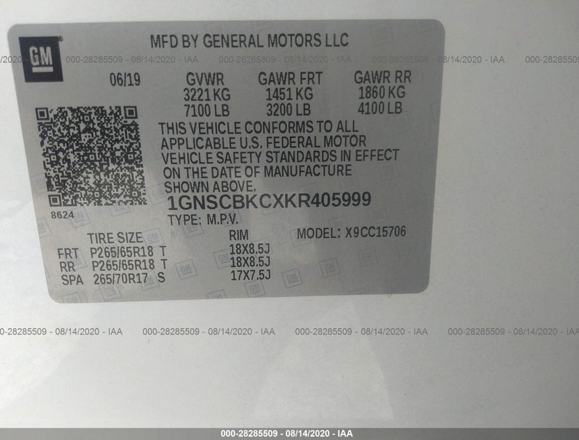 1GNSCBKCXKR405999