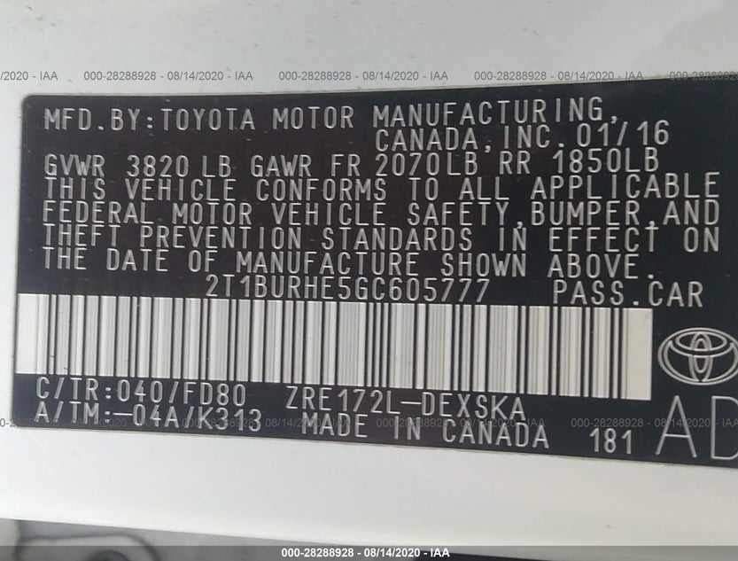 2T1BURHE5GC605777