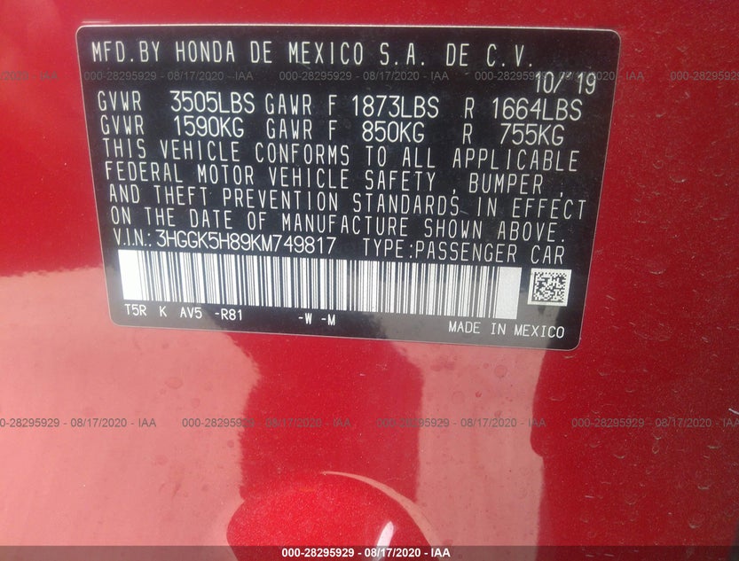 3HGGK5H89KM749817