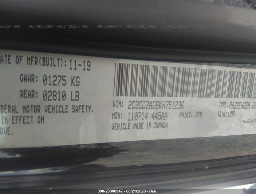2C3CDZAG6KH751236