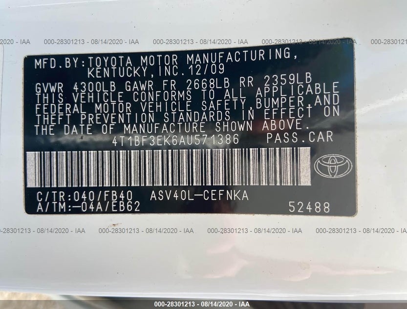 4T1BF3EK6AU571386