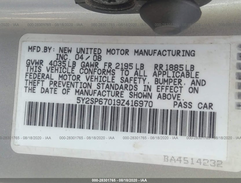5Y2SP67019Z416970