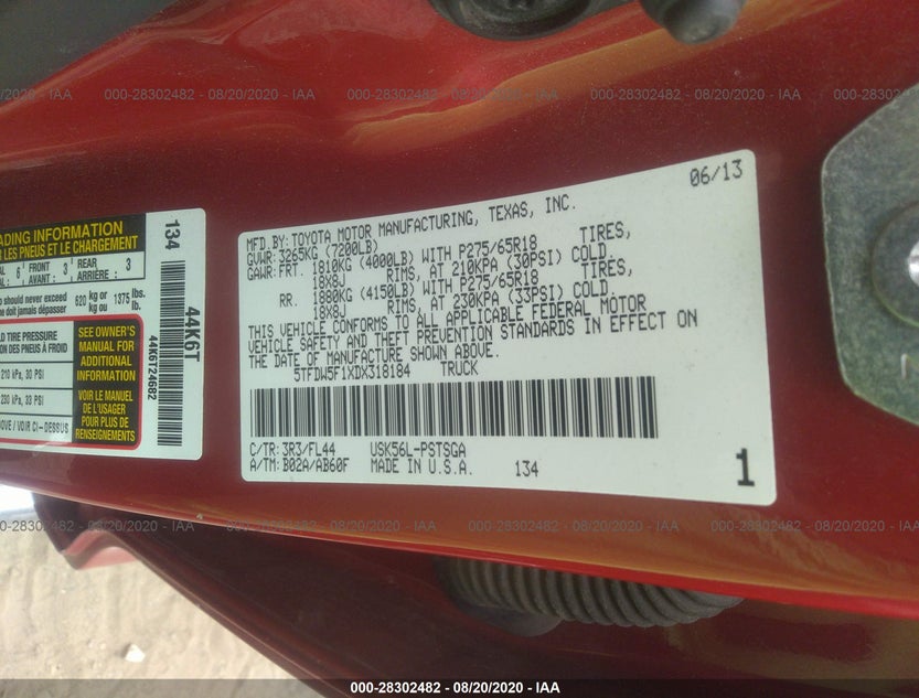 5TFDW5F1XDX318184