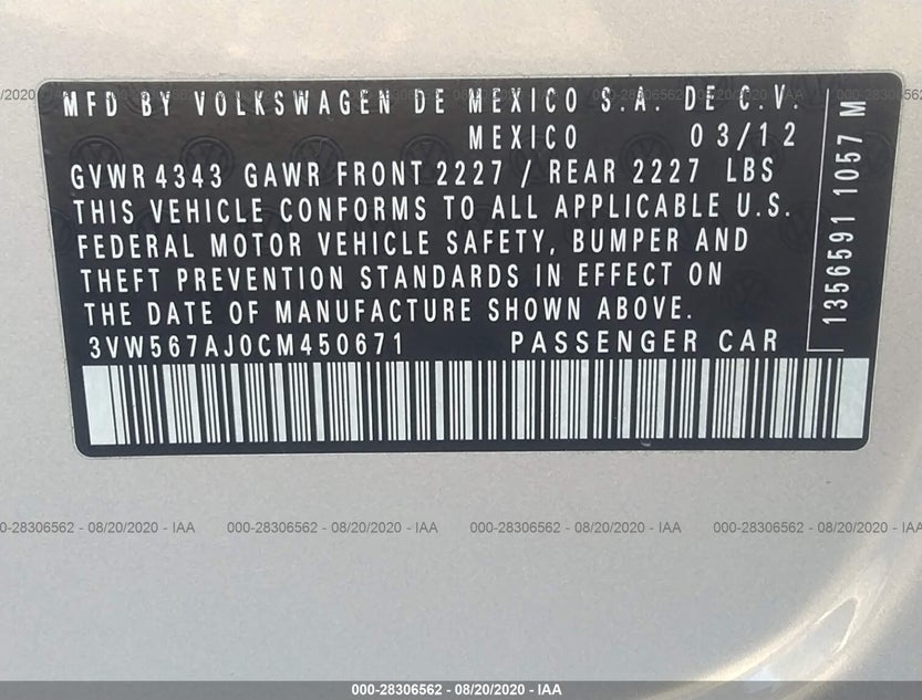 3VW567AJ0CM450671