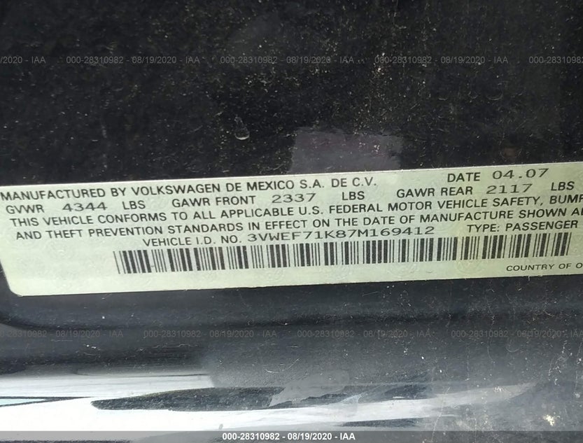 3VWEF71K87M169412