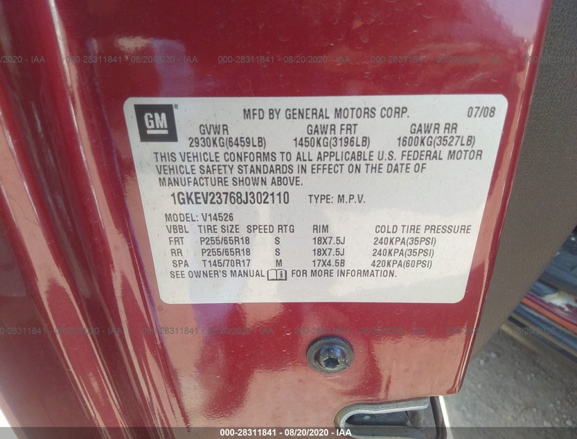 1GKEV23768J302110
