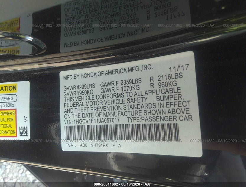 1HGCV1F11JA057017