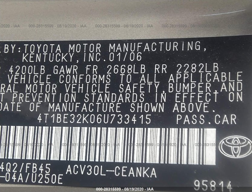 4T1BE32K06U733415