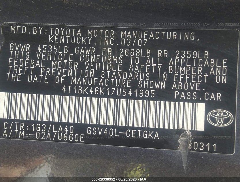 4T1BK46K17U541995