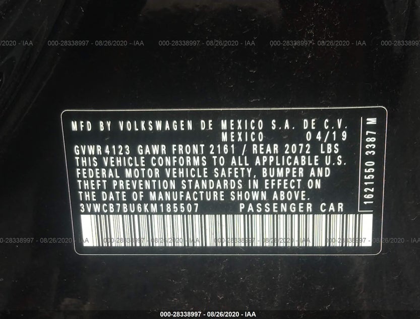 3VWCB7BU6KM185507
