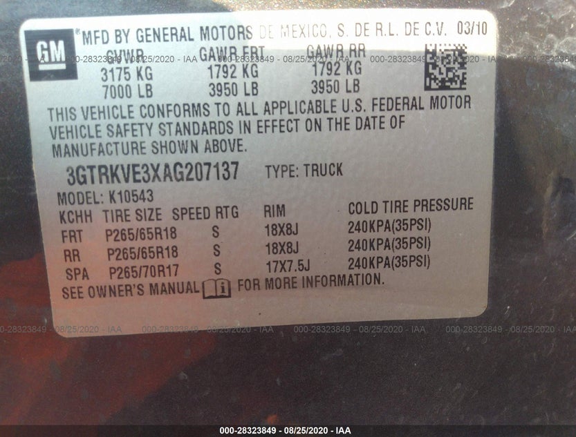 3GTRKVE3XAG207137