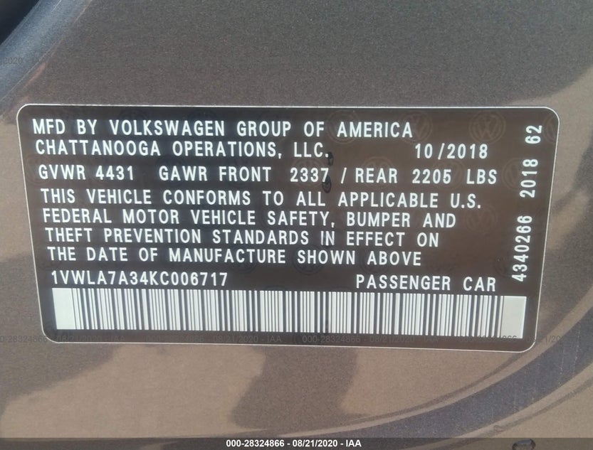 1VWLA7A34KC006717