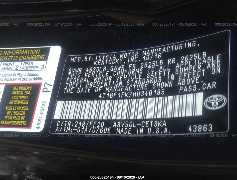 4T1BF1FK7HU340185