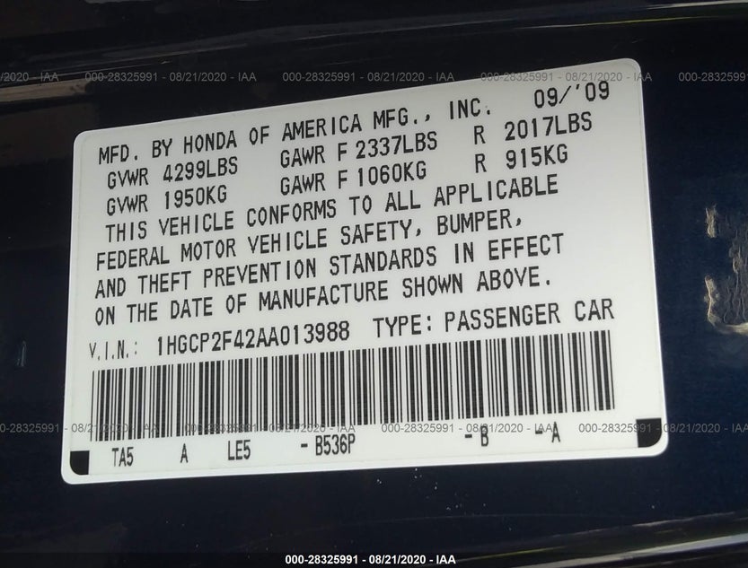 1HGCP2F42AA013988