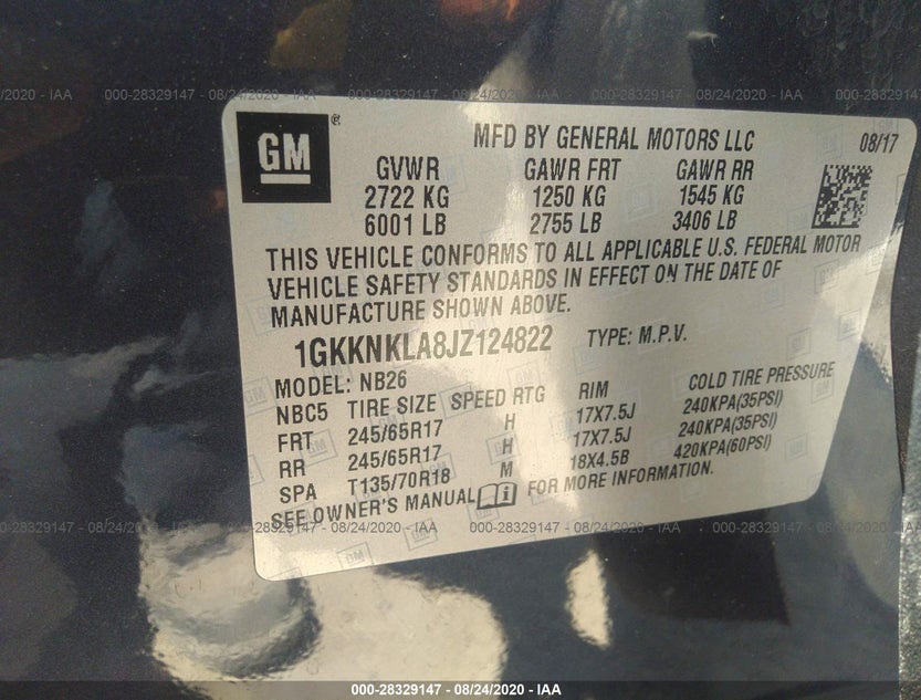 1GKKNKLA8JZ124822