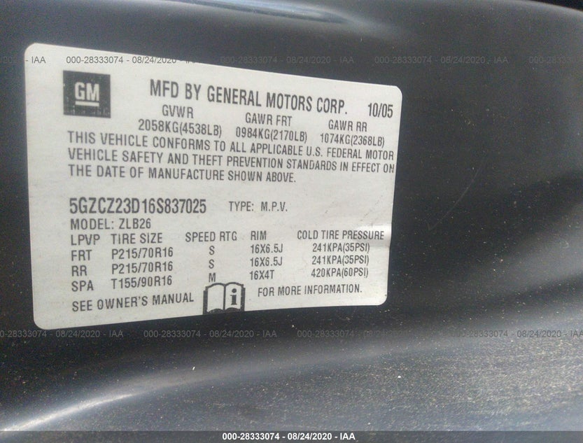 5GZCZ23D16S837025