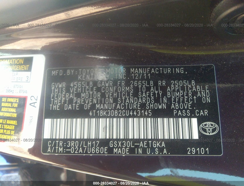 4T1BK3DB2CU443145