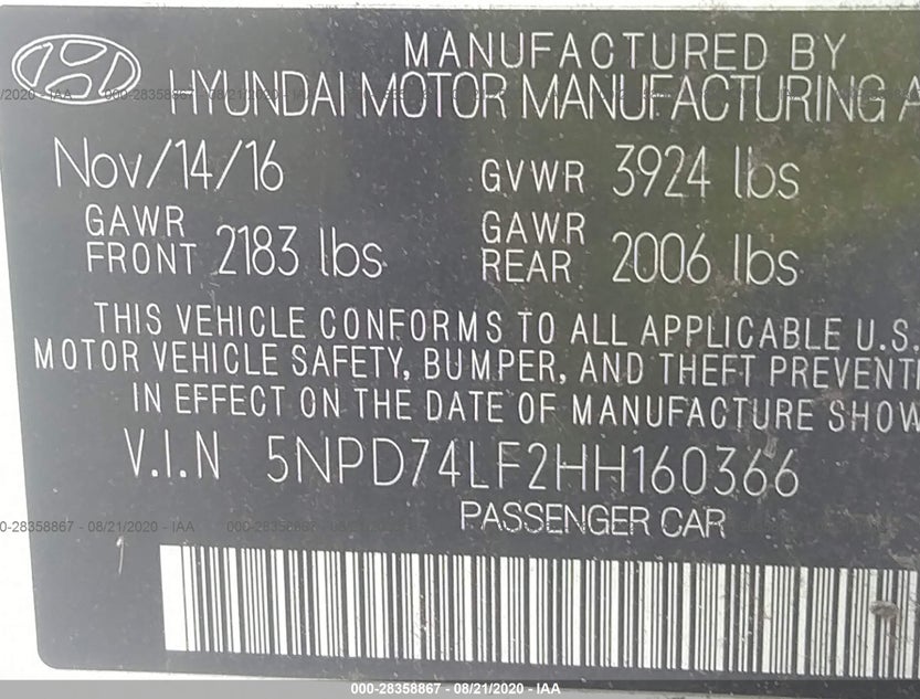 5NPD74LF2HH160366