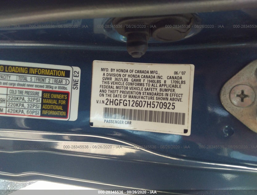 2HGFG12607H570925