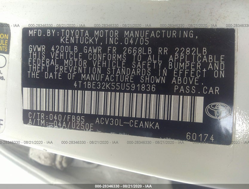 4T1BE32K55U591836