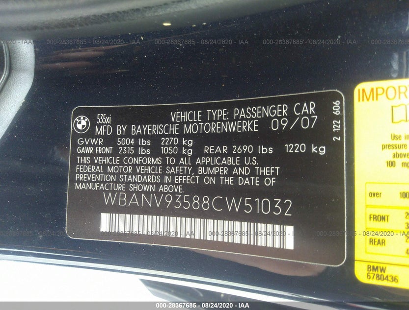 WBANV93588CW51032