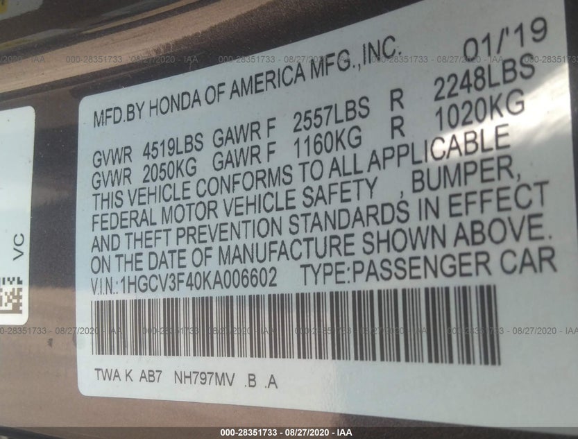 1HGCV3F40KA006602