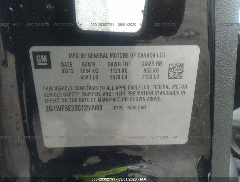 2G1WF5E30C1250980