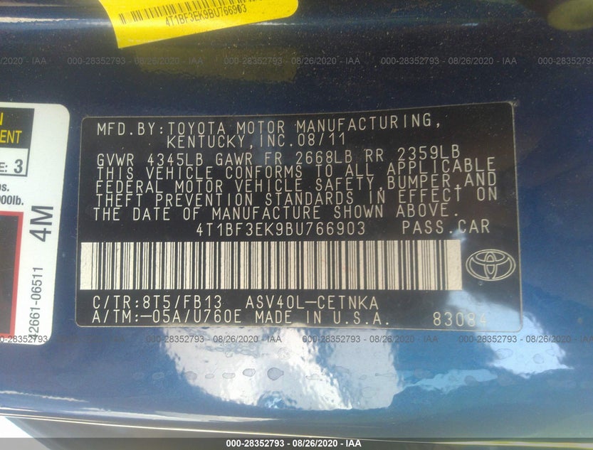 4T1BF3EK9BU766903