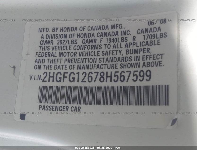 2HGFG12678H567599