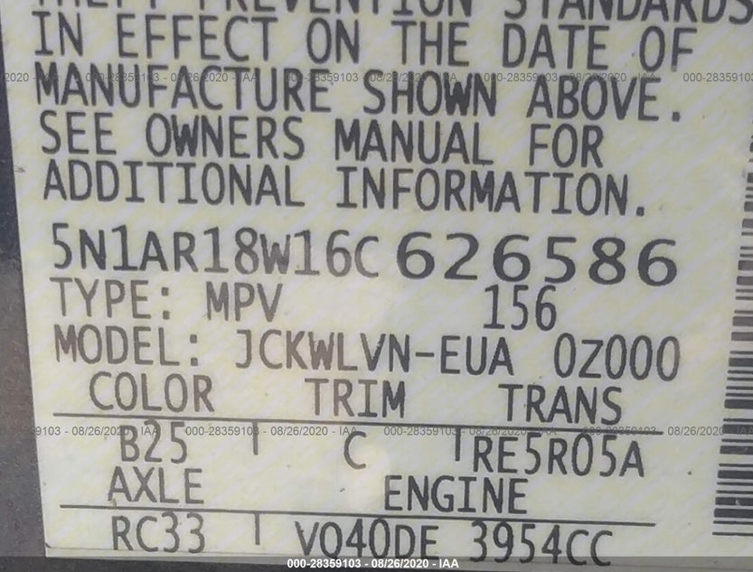 5N1AR18W16C626586