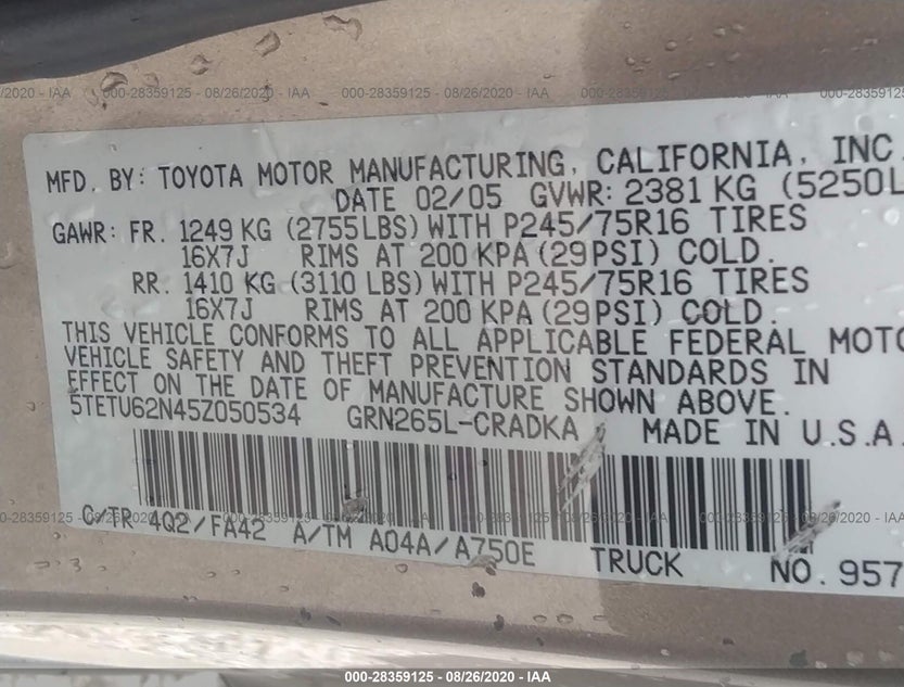 5TETU62N45Z050534